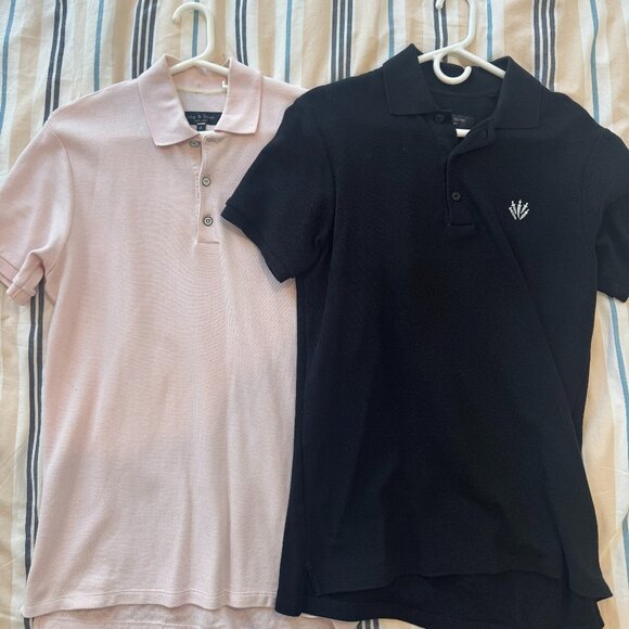 Lot of 2 Rag & Bone Shield Dagger Polos in Black and Pink in Men's Small - Picture 1 of 9